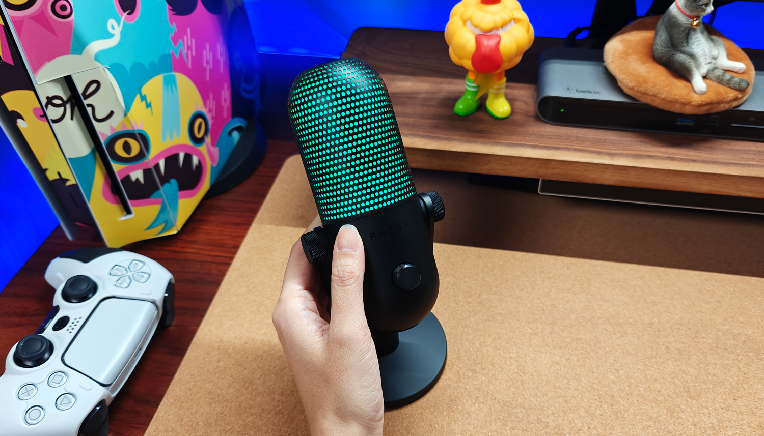 原创可自定义rgb的麦克风直播与视频的创作利器雷蛇魔音海妖v3幻彩版