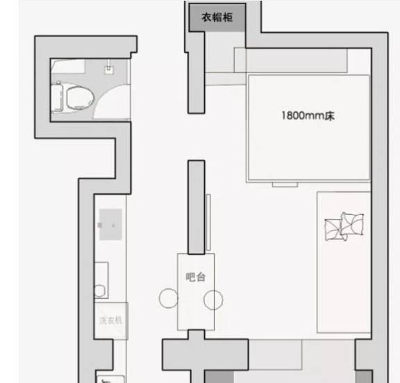 28㎡小户型层高3米卧室在衣帽间上方空间利用紧凑不凌乱