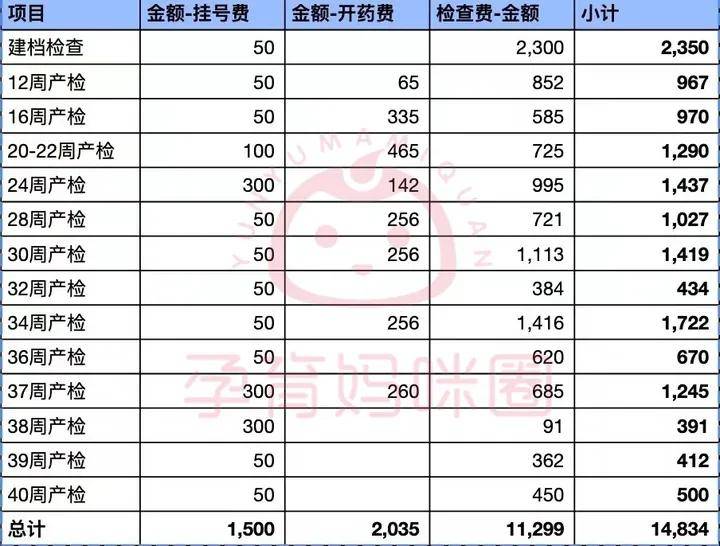 产检费用要多少钱图片