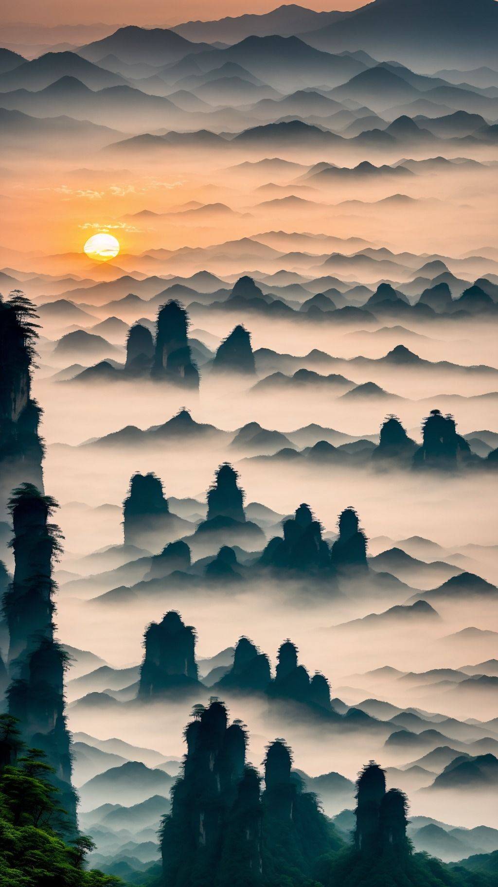 梦幻张家界云海霞光中的瑰丽仙境