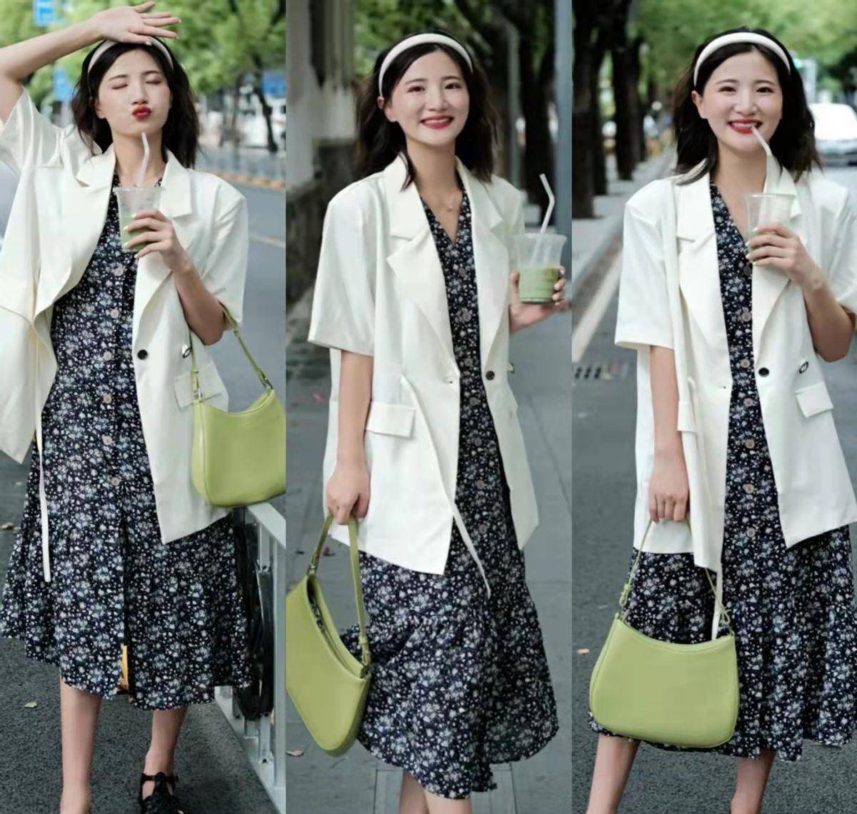 春日"纯色外套 碎花裙"王炸组合!照穿温柔甜美,做氛围感美女