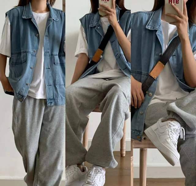 原创牛仔马甲叠穿别错过简单的搭法时髦吸睛出门试试这样穿吧