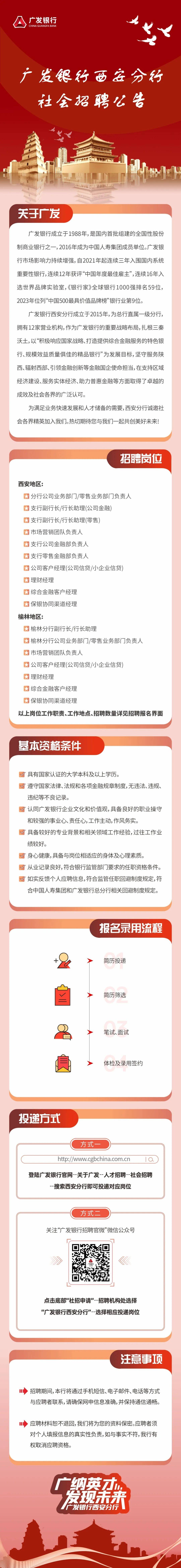 广发银行西安分行社会招聘公告
