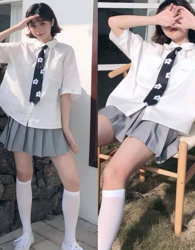 原创夏季穿白衬衫半身裙美得很女生出门照这样搭时尚又减龄