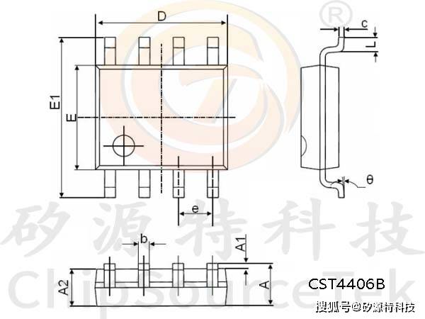 sop8 包装信息:cst4406b sop8 引脚配置:id/8ardson/14mΩbvdss/30v