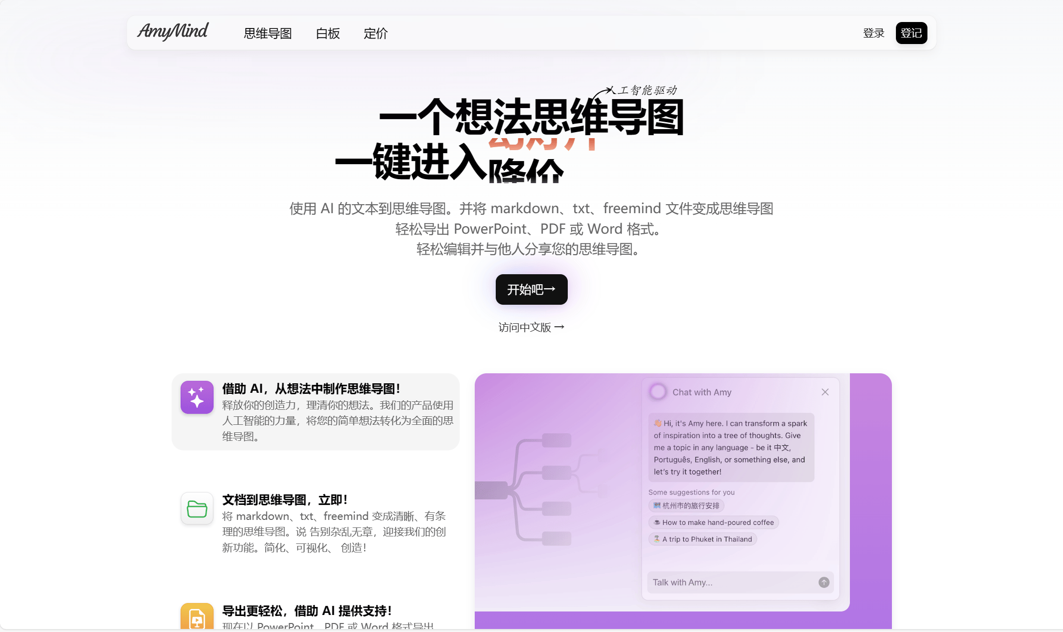 amymind是一款运用了先进ai技术的专业思维导图解决方案,它不仅能帮助