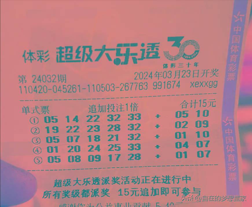 原创大乐透24032期晒票33倍追加6万张万元复式领衔亮相仅供欣赏