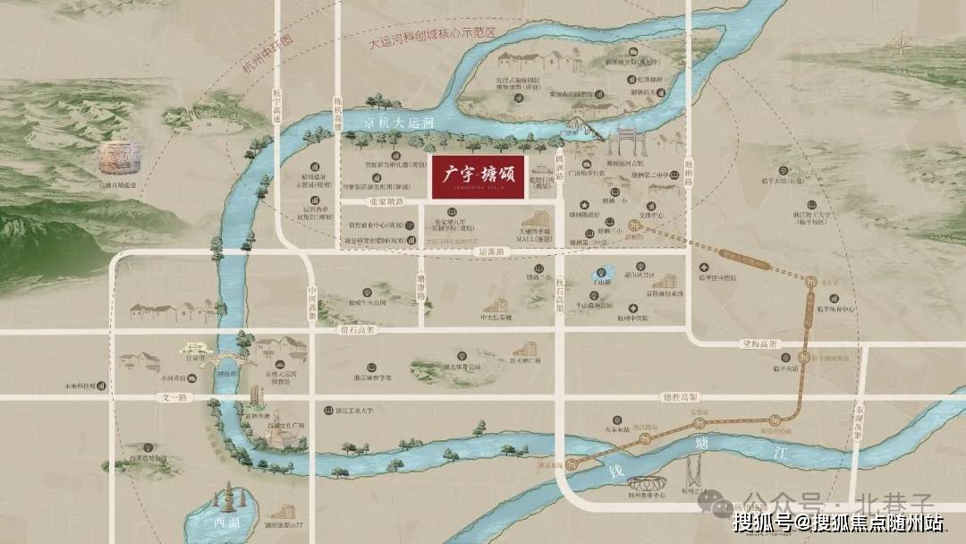 乾隆行宫等规划中生态:全域4a级古镇景区,运河公园,塘栖公园,超山风景