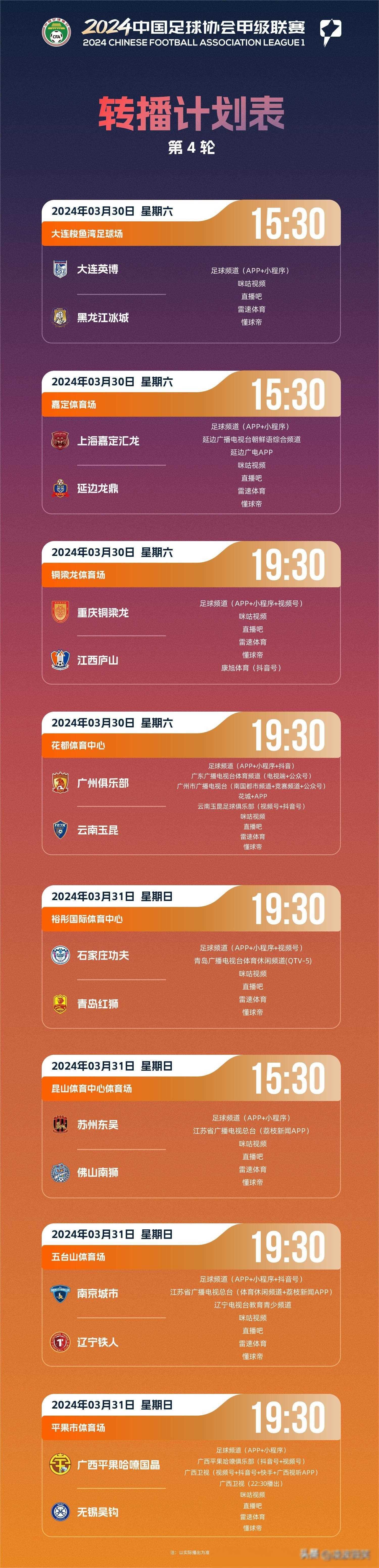 原创广州与云南玉昆对决中甲第4轮精彩四场电视直播现场