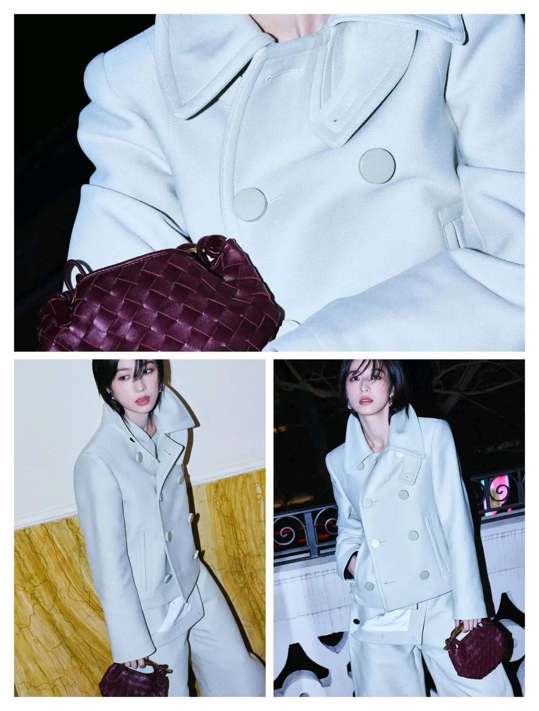 周雨彤的三套穿搭,利落裤装,经典格纹,休闲针织,简约也时尚