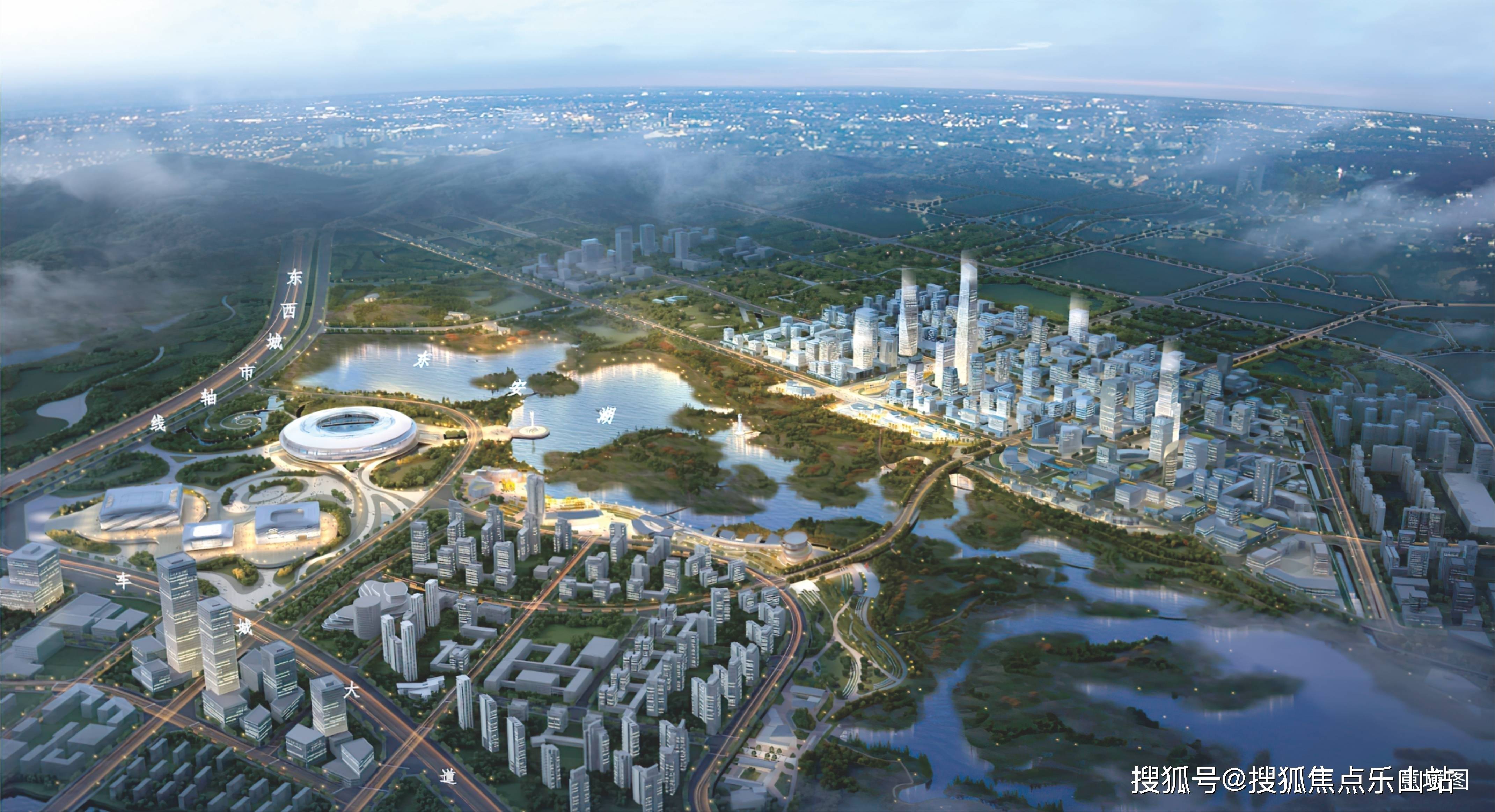 艺术馆,多功能体育馆,游泳馆以及博物馆八,公园:约5500亩东安湖生态