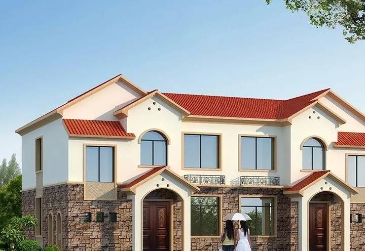 原创简单实用的两层双拼别墅每家拿出十几万就能住上新别墅