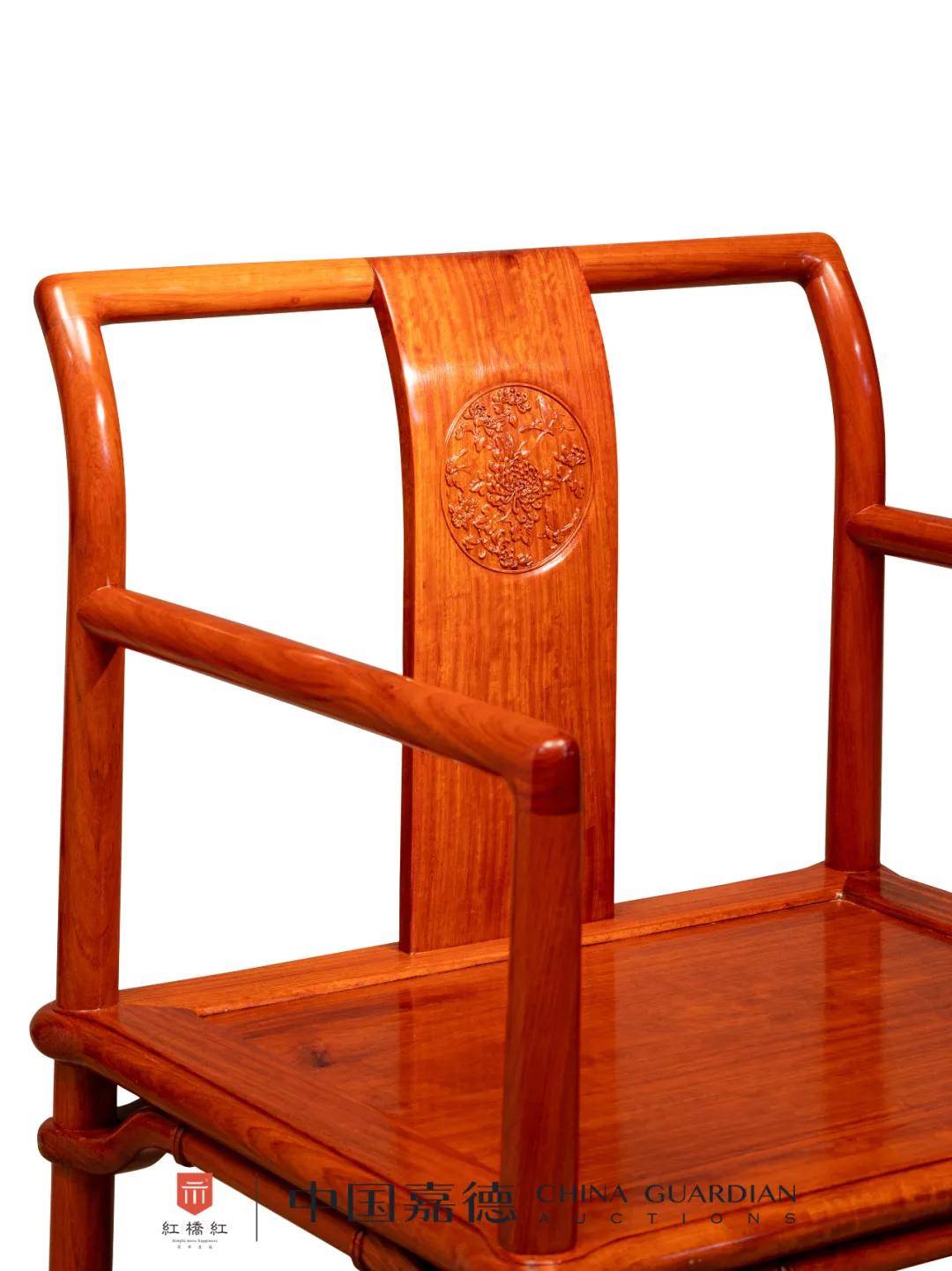 红桥红中国嘉德契合家具二当代缅甸花梨圆裹圆南官帽椅