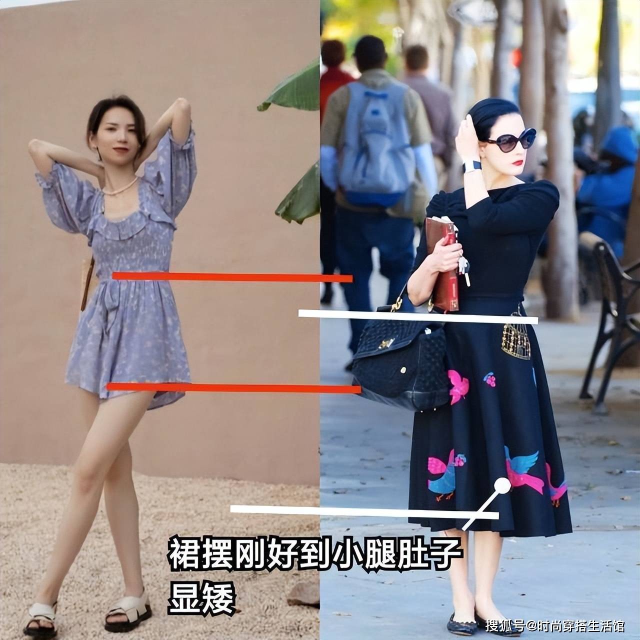 雷区三:长度太短的裙子直筒裙直上直下的设计确实对于微胖身材是有