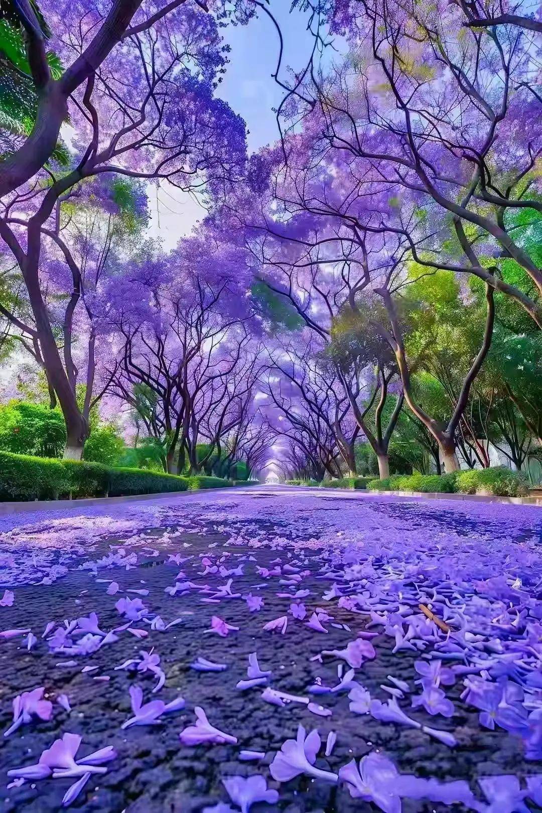 云南昆明满城蓝花楹成热门景点 放眼一树繁花似锦点亮浪漫街景