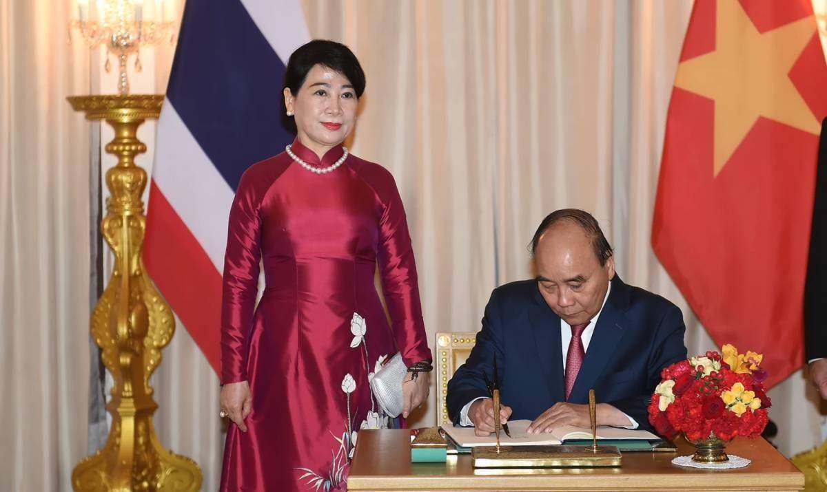 越南第一夫人旺夫脸:穿刺绣奥黛真富态,和泰国第一夫人平分秋色_陈月