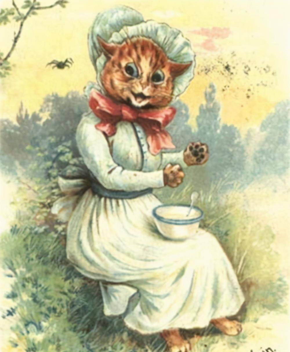 他画了一辈子猫,患上精神病后画风变了,把猫画成人看着有点奇怪