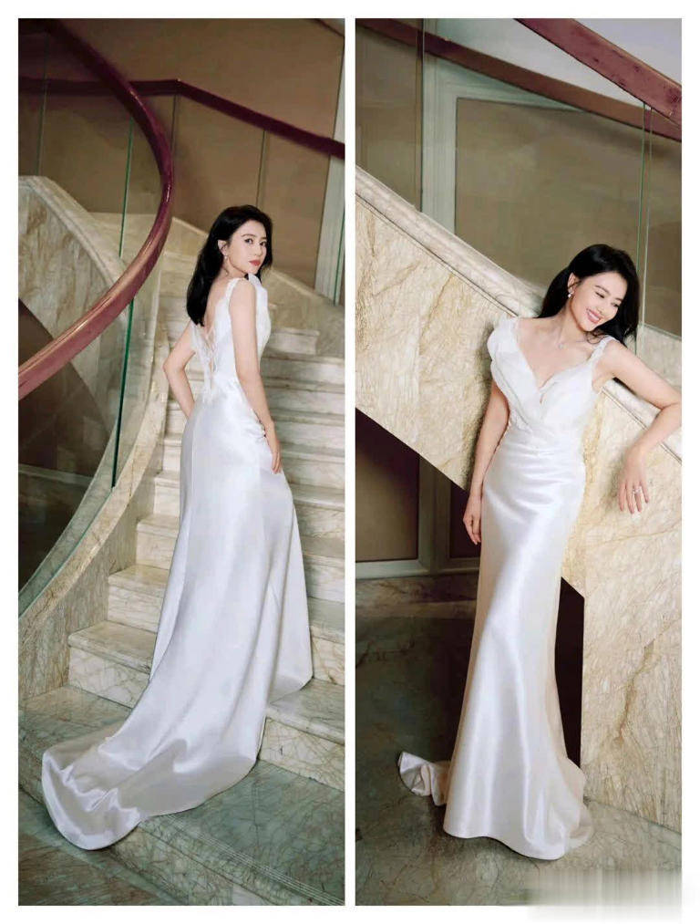 高圆圆的裙装,甜美粉色的优雅,干净白色的纯洁,时尚更有高级感