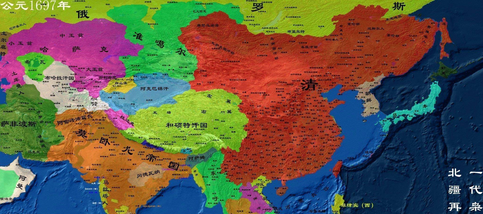 清朝前期还是非常强大的,它的领土扩张基本就是谁挡杀谁的步骤
