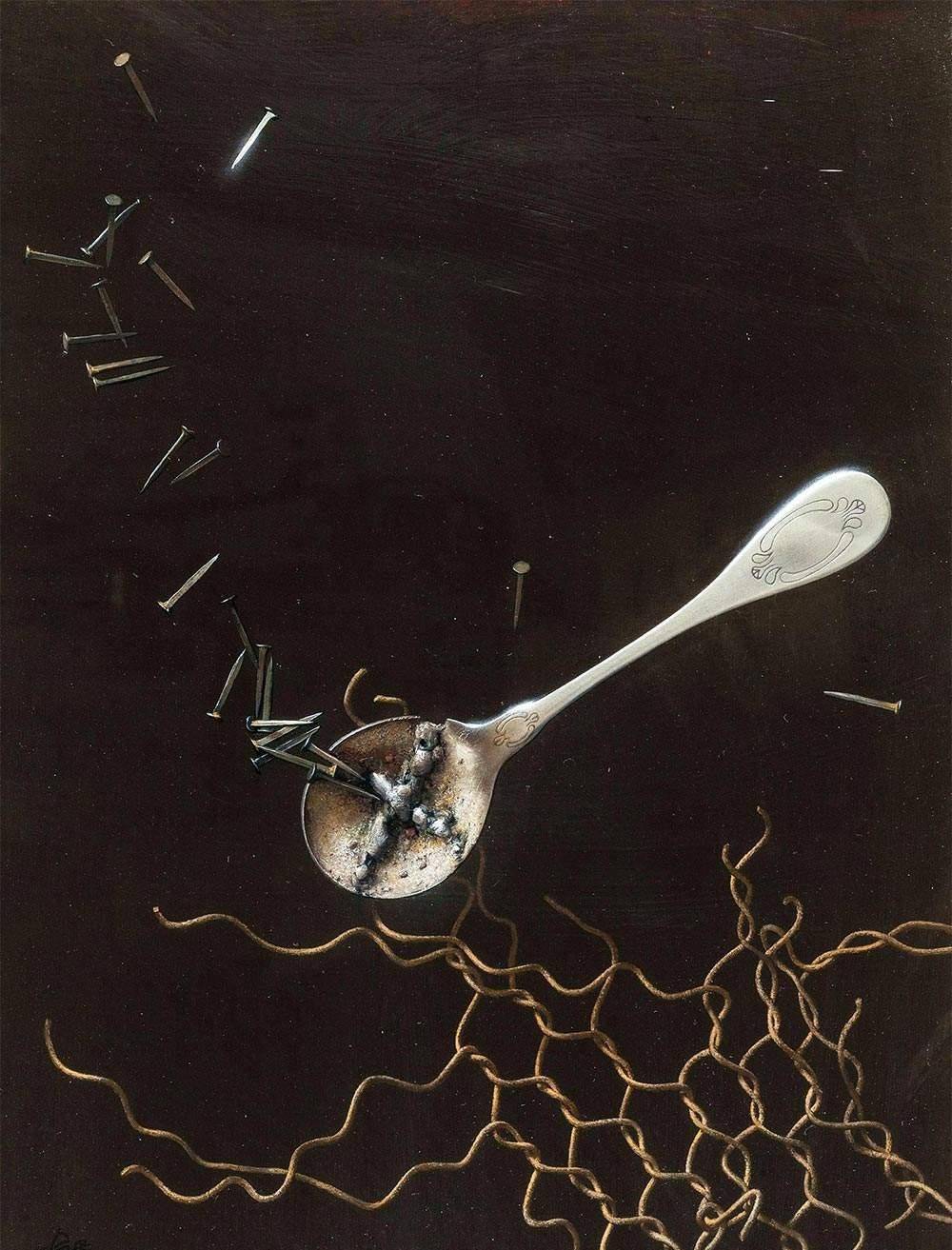 冷军画一根汤匙,一张网,一些铁钉,却卖161万,放大10倍会惊讶