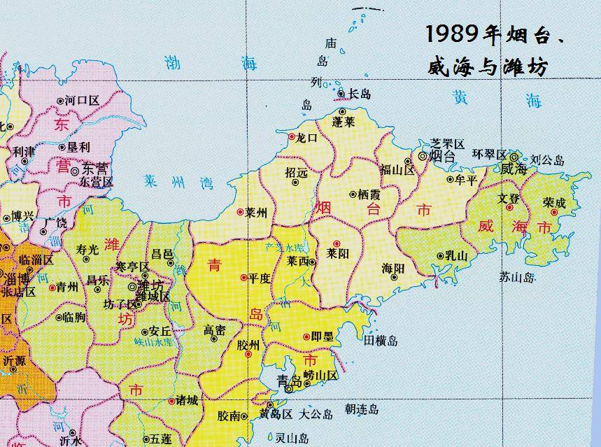 1987年初莱阳县改为县级莱阳市,同年县级威海市升为地级市,乳山,荣成
