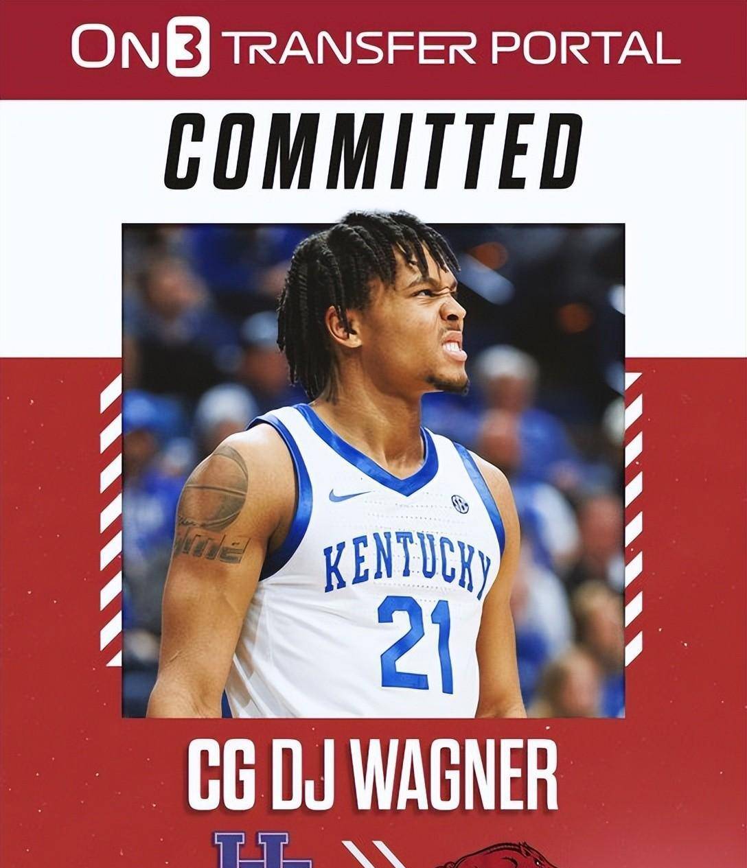 肯塔基新人控卫dj-瓦格纳将跟随卡利帕里转学至ncaa阿肯色大学