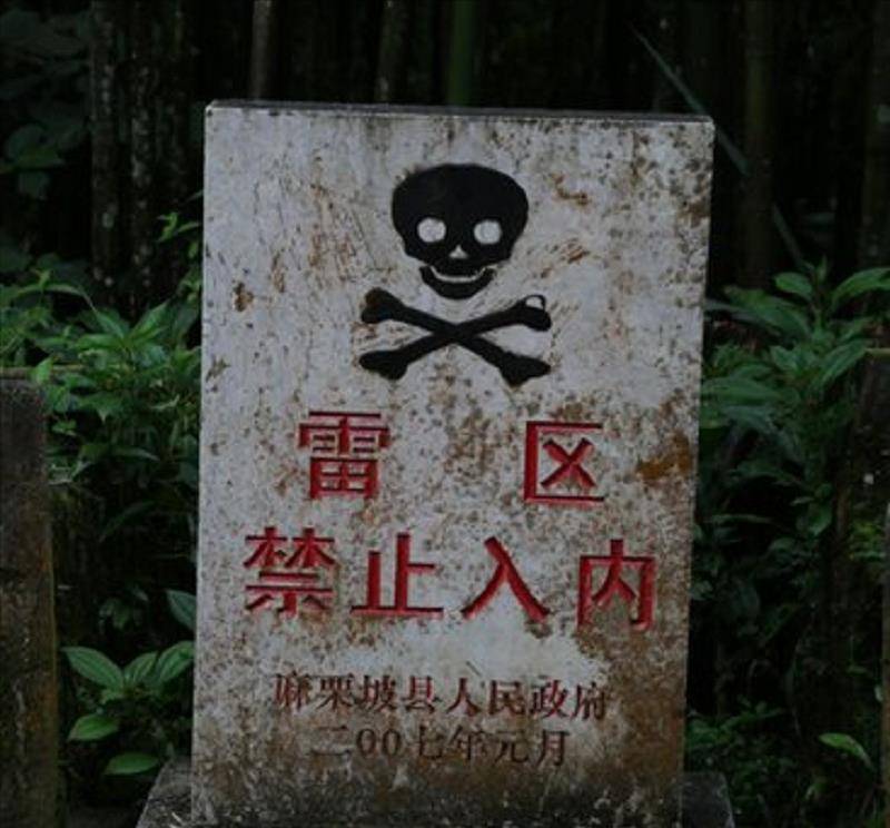 的警示牌静静地竖在那里,上面刻着几个明晃晃的大字——雷区禁止入内