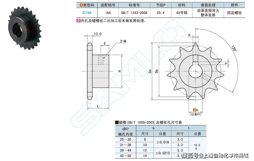 16a系列链轮的基本特点和常见规格