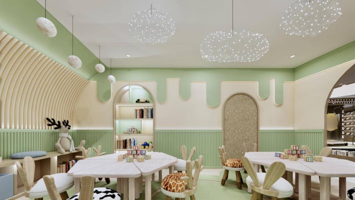 幼儿早教室效果图社区食堂效果图下一步,顾村镇将继续紧扣"15分钟"