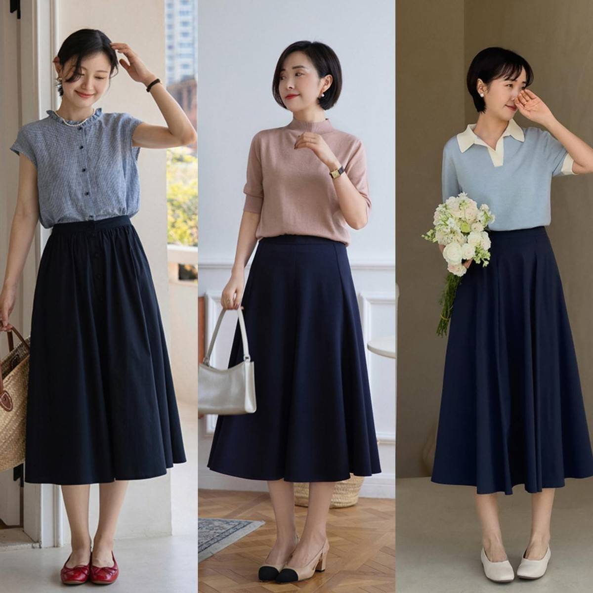 40 女生穿搭要避免土俗,"短袖 半身裙",夏天这样穿搭最高级!