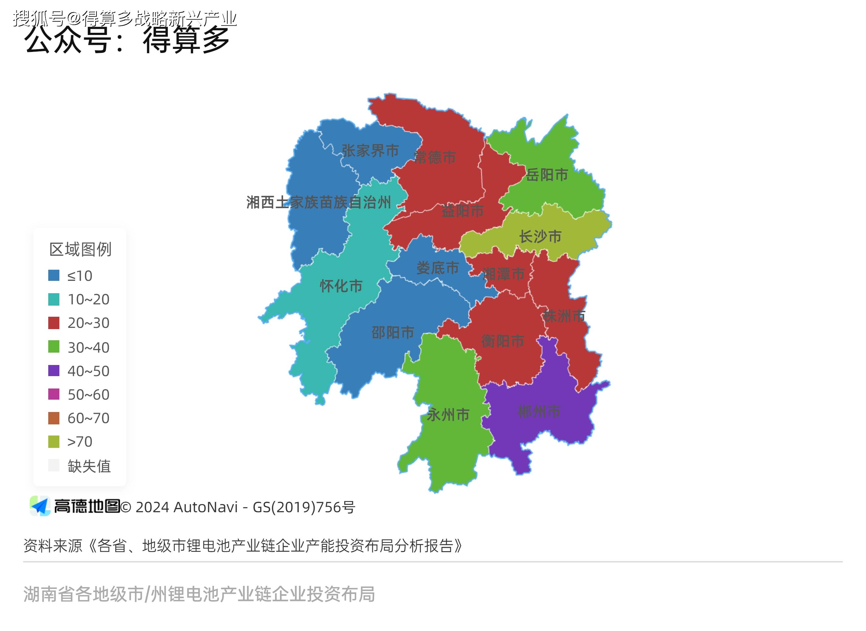 湖南省各地级市/州锂电池产业链上下游生产企业产能投资布局分布图