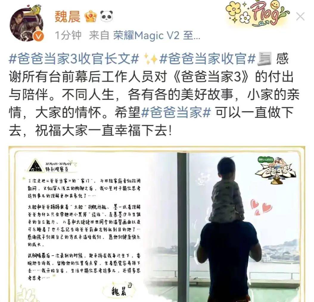 魏晨首晒孩子背影照,14个月小橙子坐在爸爸肩上看风景,萌态十足