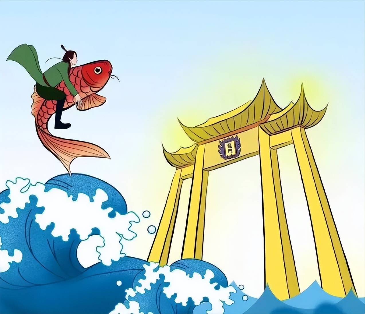 鲤鱼跃龙门到了唐代科举制度盛行,学子们开始将这场激烈的竞争视作