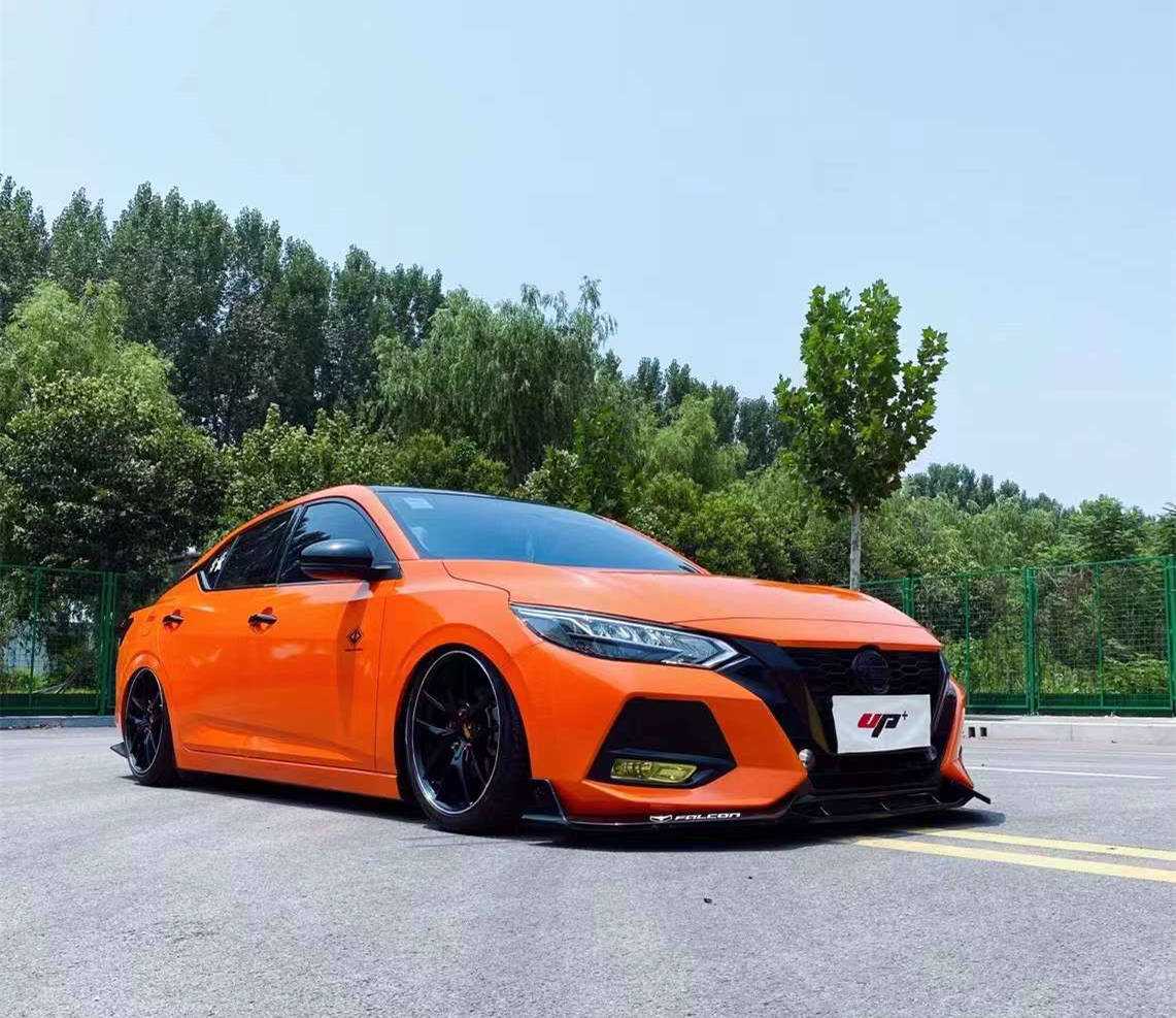 潮流姿态 橙色日产轩逸改装airbft气动避震案例