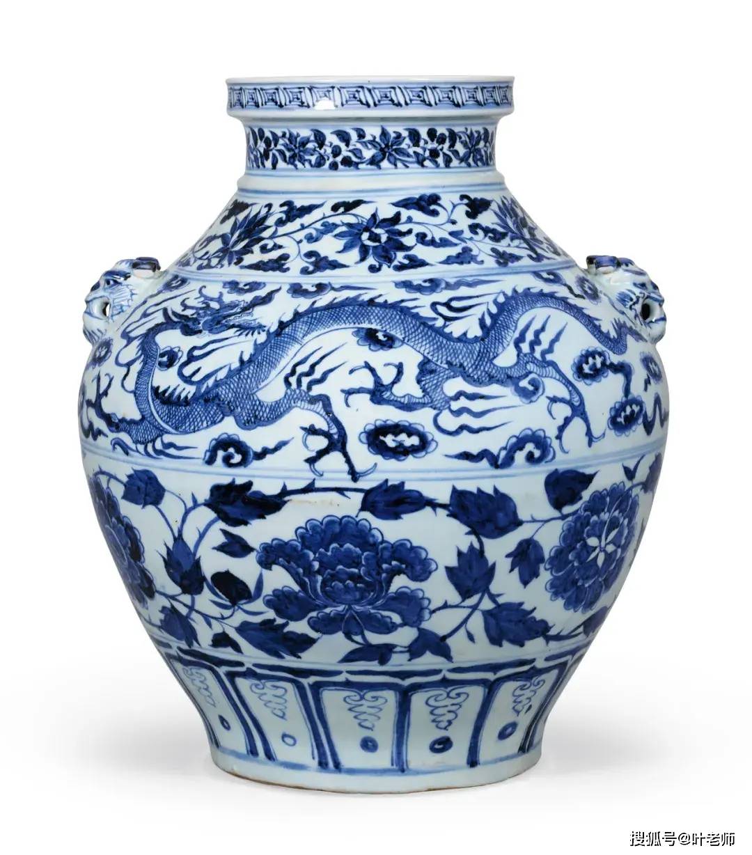 中国美術 青花 龍紋 多口瓶 高28cm(LC117) 博物馆馆藏级别的元