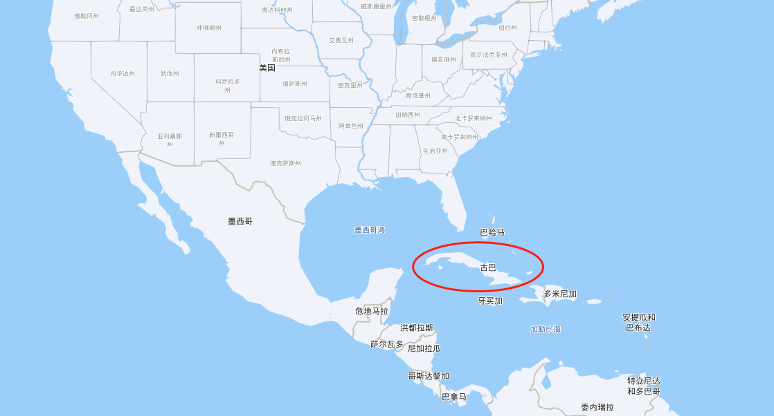 古巴和美国的位置地图图片