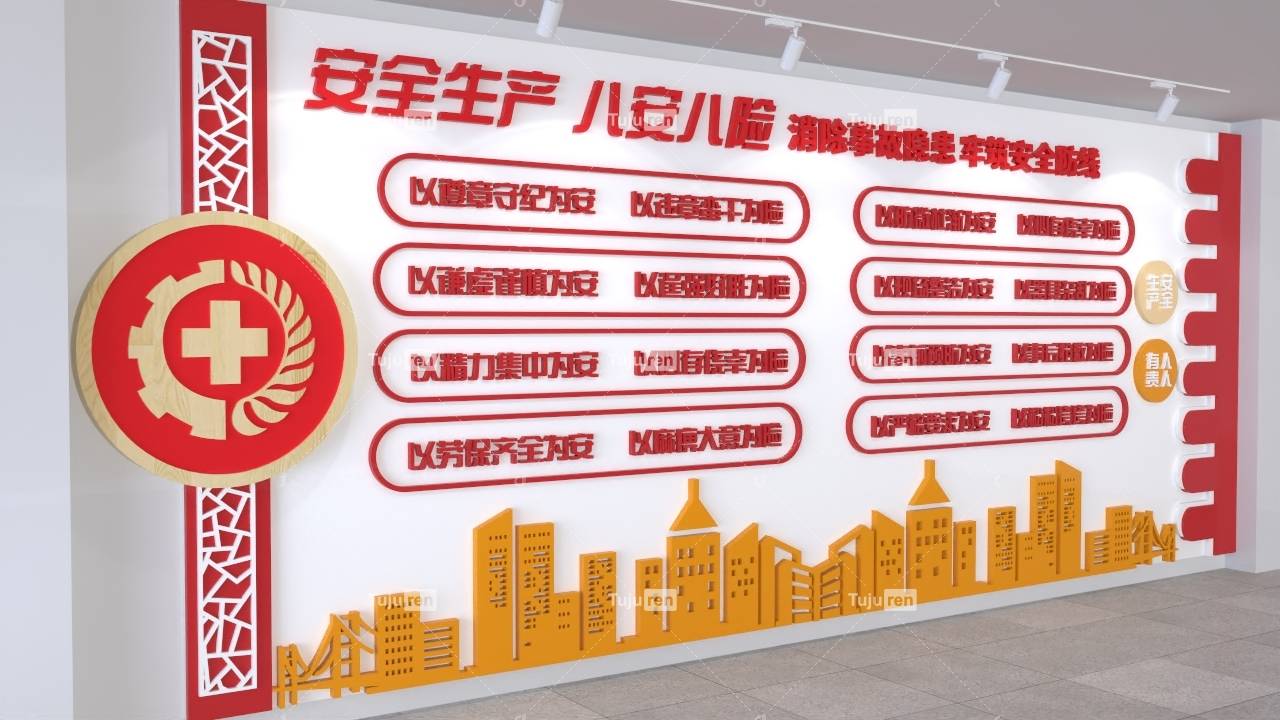 安全生产八安八险文化墙素材创意设计