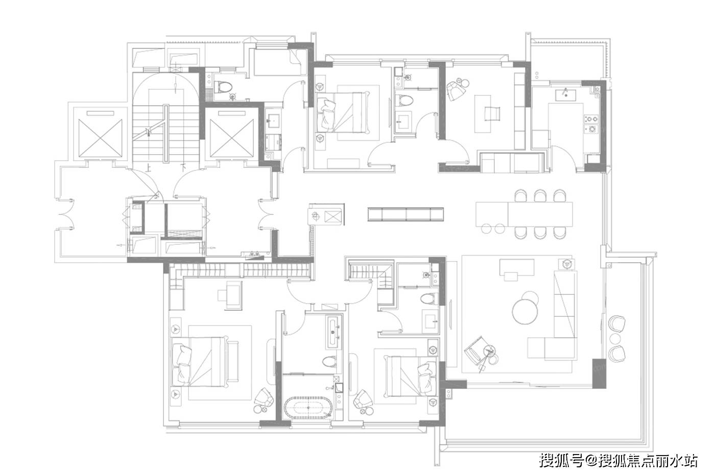 平层户型·建面/190㎡3室2厅3卫项目户型招商滨江玺楼盘位于南通崇川