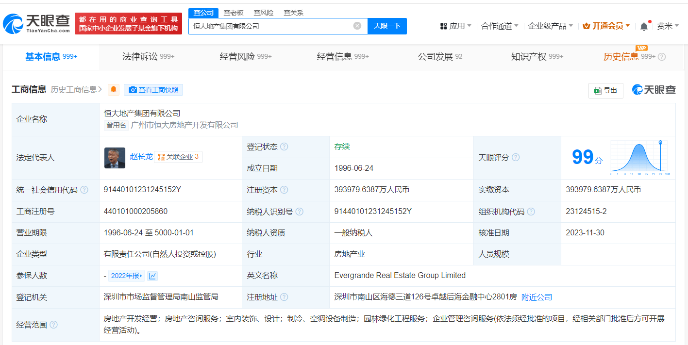 恒大地产等被强制执行10.5亿