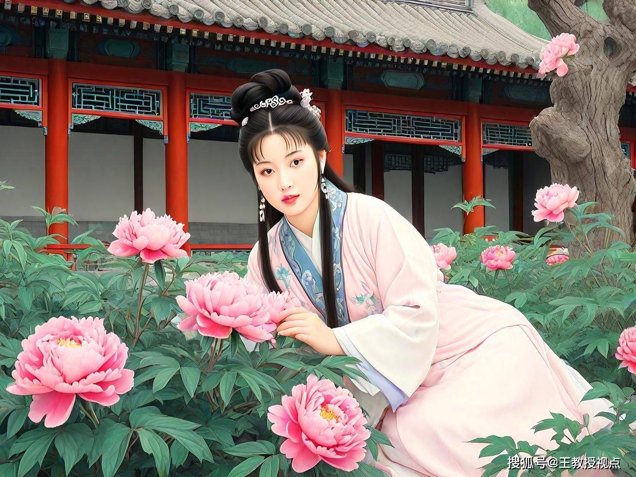 史湘云醉卧百态芍药茵:大观园绮梦,春风笑语中