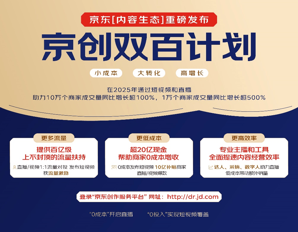 京东内容生态发布“京创双百计划” 超百亿流量助力商家超100%增长