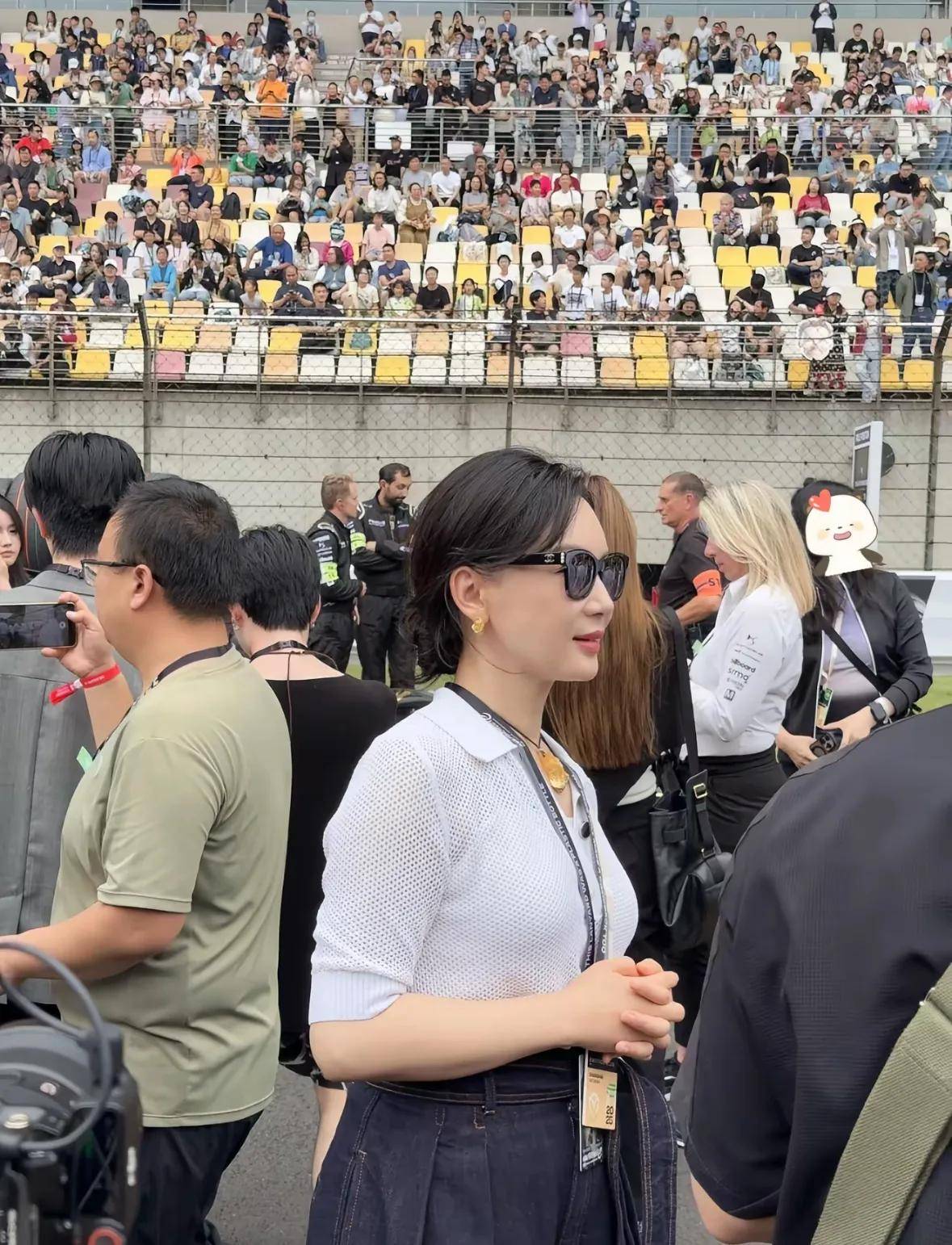 F1赛车场上的明星风采：陈数的时尚与气质
