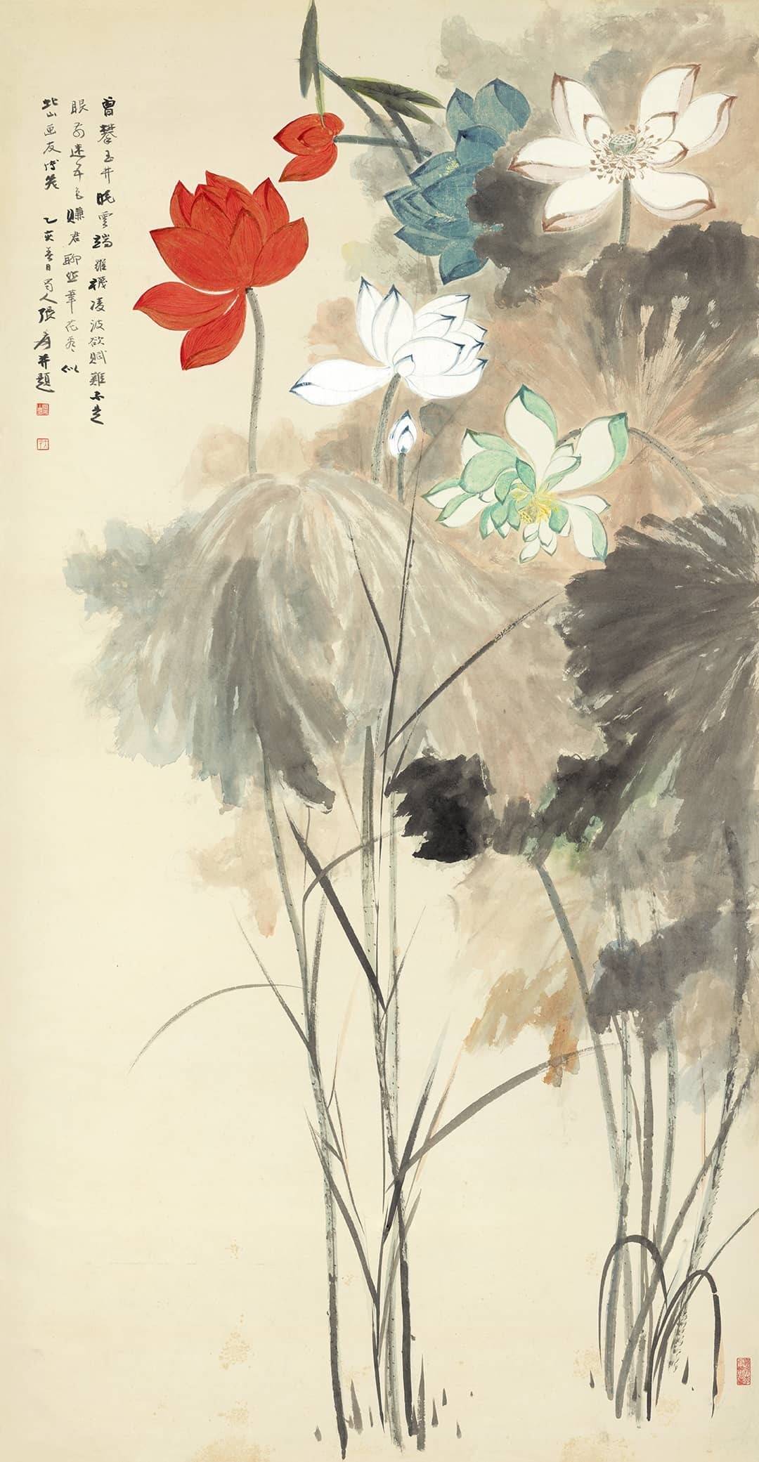 张大千五色荷花拍出1232万元！你知道其背后独特技法吗？
