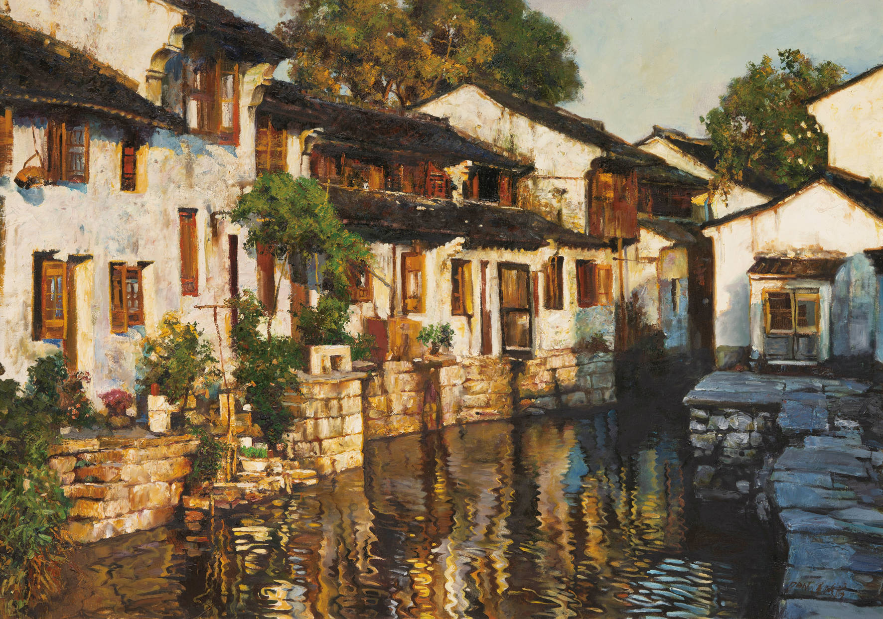 潘鸿海油画中的江南风情