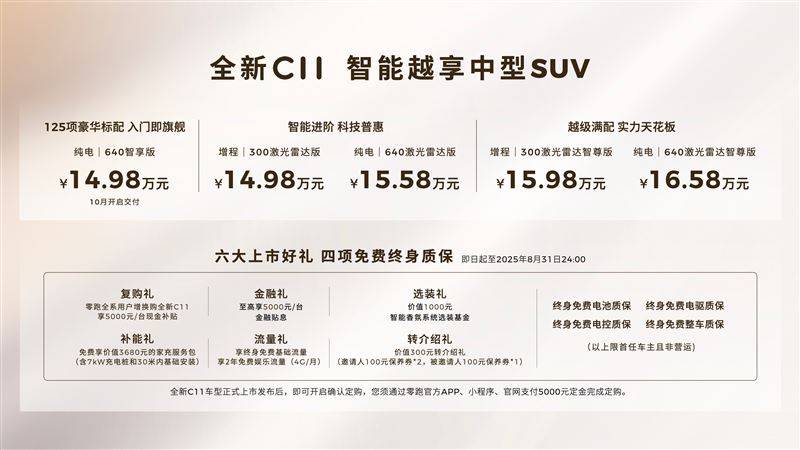 新款零跑C11正式上市 内饰迎来全新升级