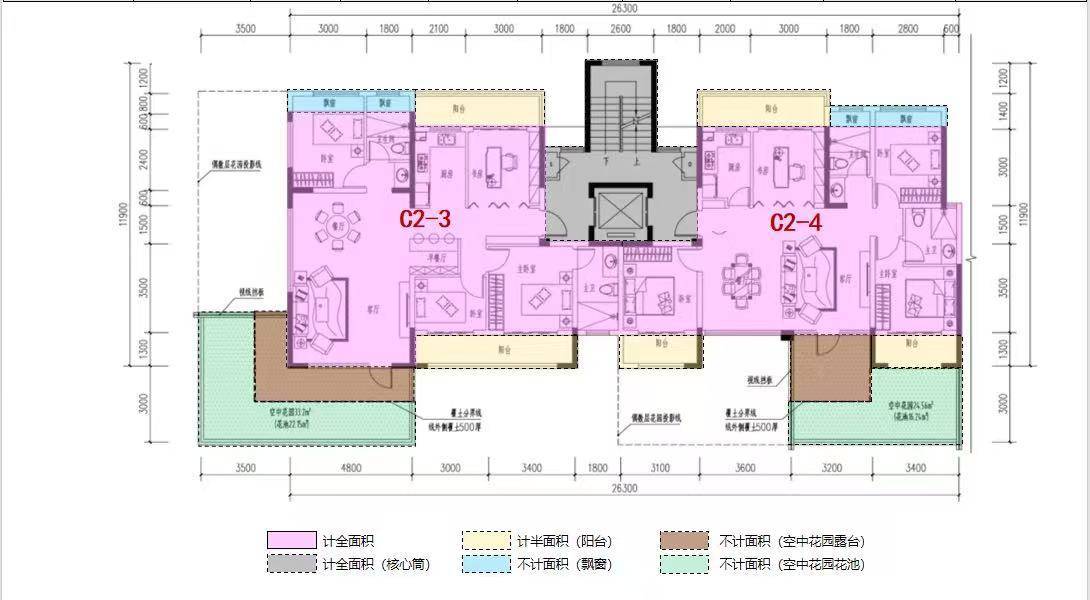 建面约89-154㎡品质四代洋房四,住宅户型图