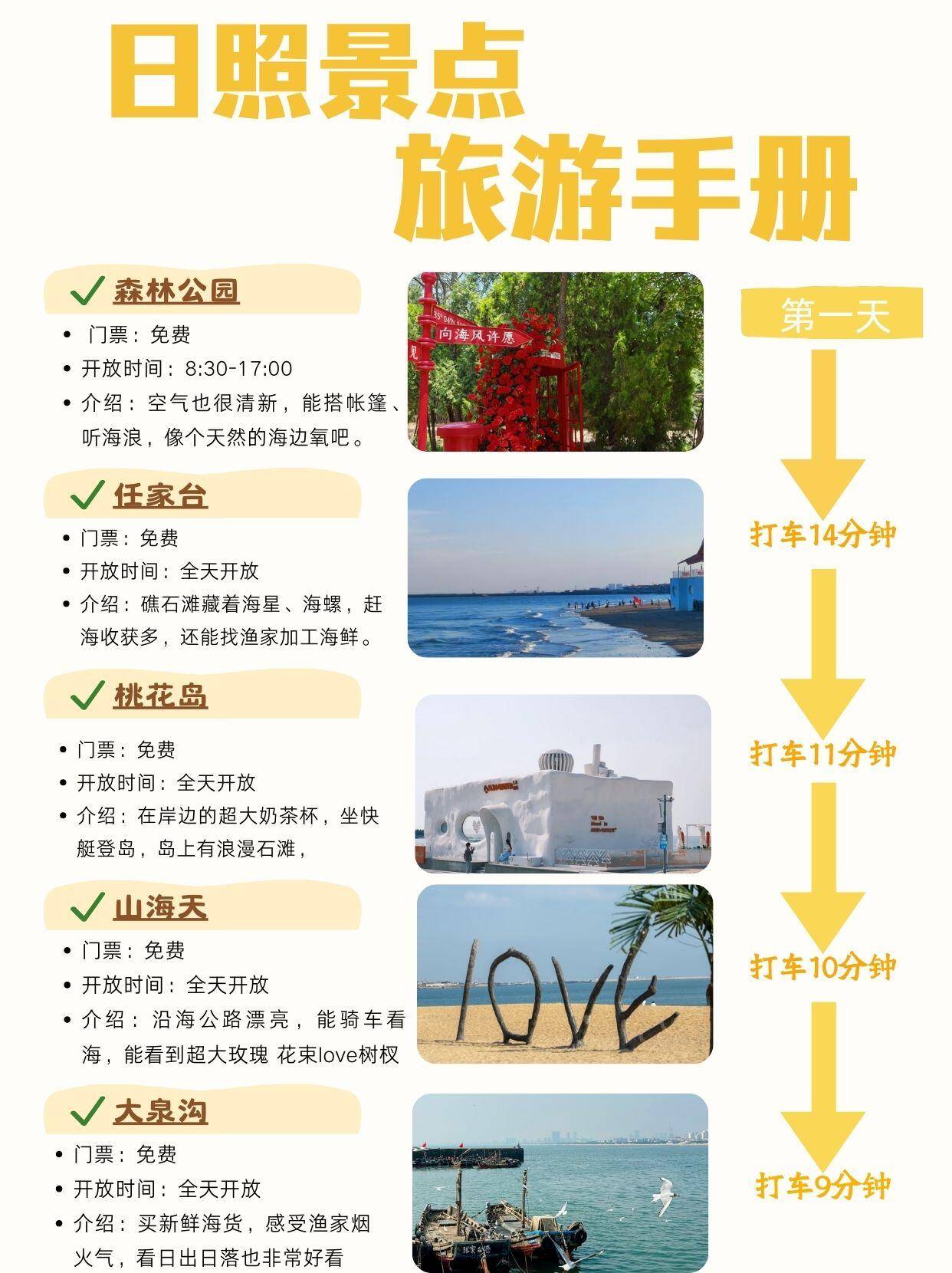 十月旅行,日照景点旅游手册