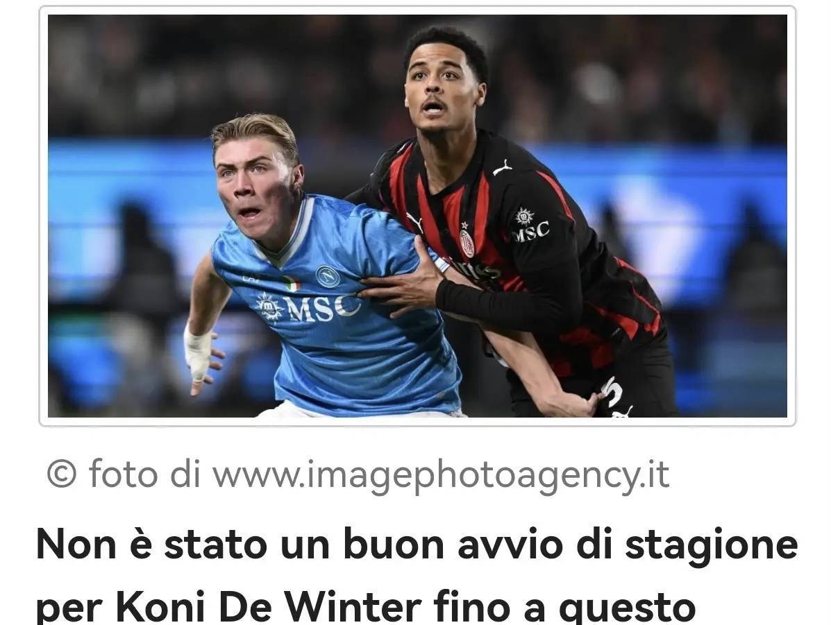 意甲媒体点评米兰球员德温特：到目前为止，对于他来说，这并不是一个好的赛季开局