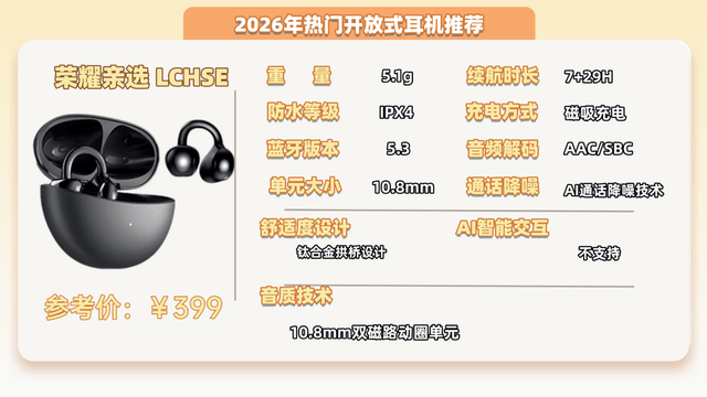 音质好的开放式耳机有哪些?2026年十大音质最好的开放式耳机推荐