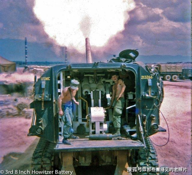 越战老照片 美军M55自行榴弹炮 暴力美学的完美写真